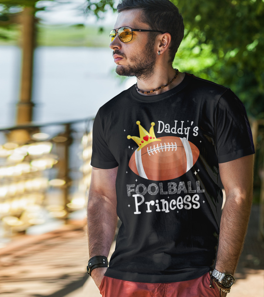 Daddy's Football Princess Football Dad Daughter T-Shirt
