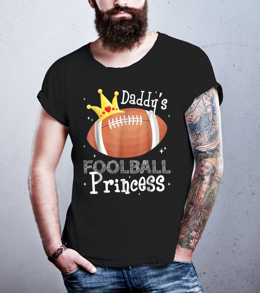 Daddy's Football Princess Football Dad Daughter T-Shirt