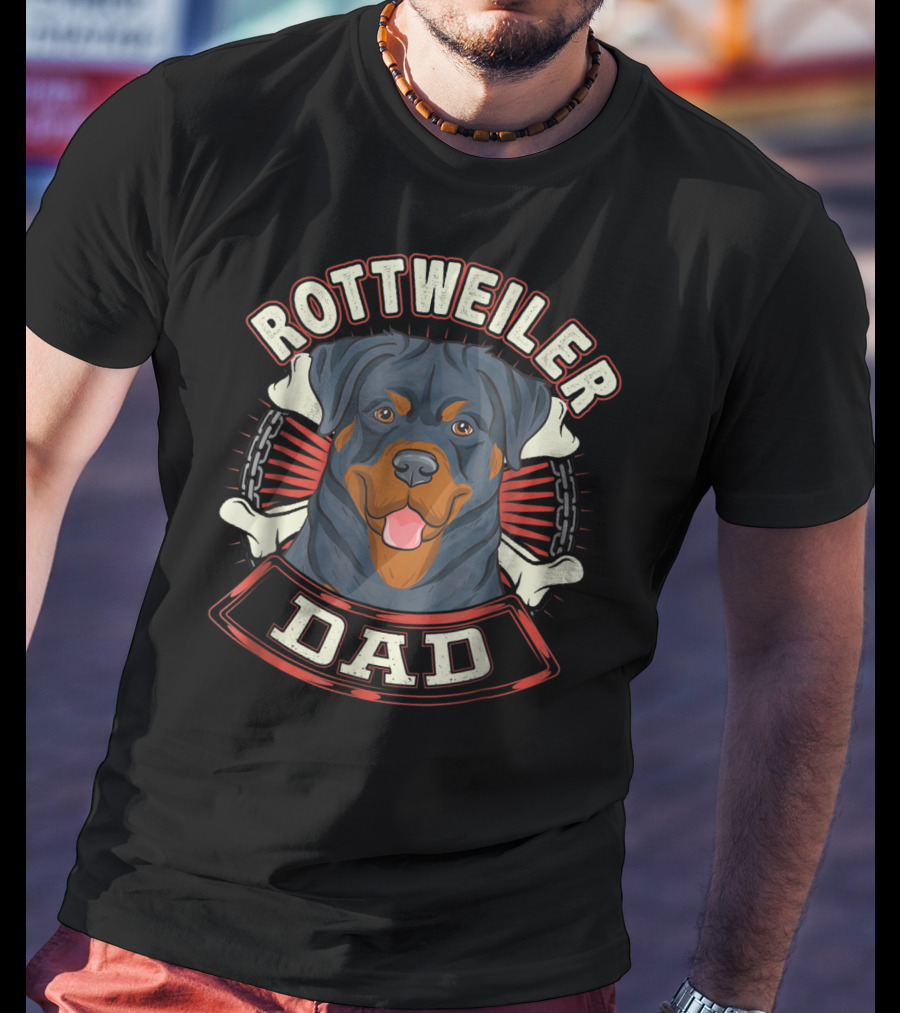 ROTTWEILER Dad Dogs Chains Bones T-Shirt