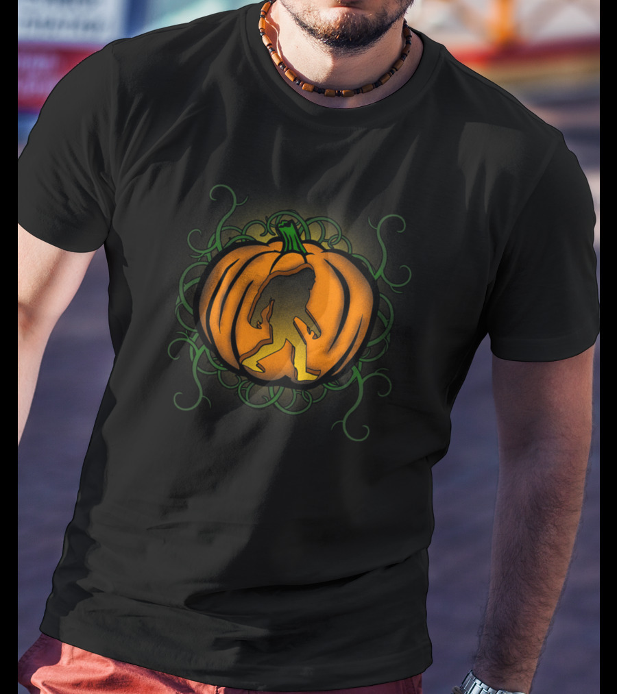 Bigfoot Sasquatch Pumpkin Carved Halloween Kids Dad29 T-Shirt