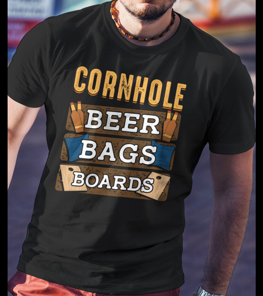 Cornhole Beer Bags Boards Game Dad87 T-Shirt