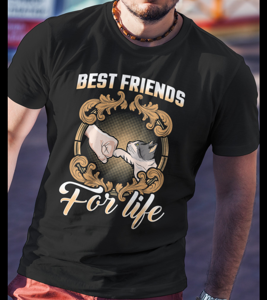 Crazy Cat Lady Best Friends For Life Fist Bump T-Shirt