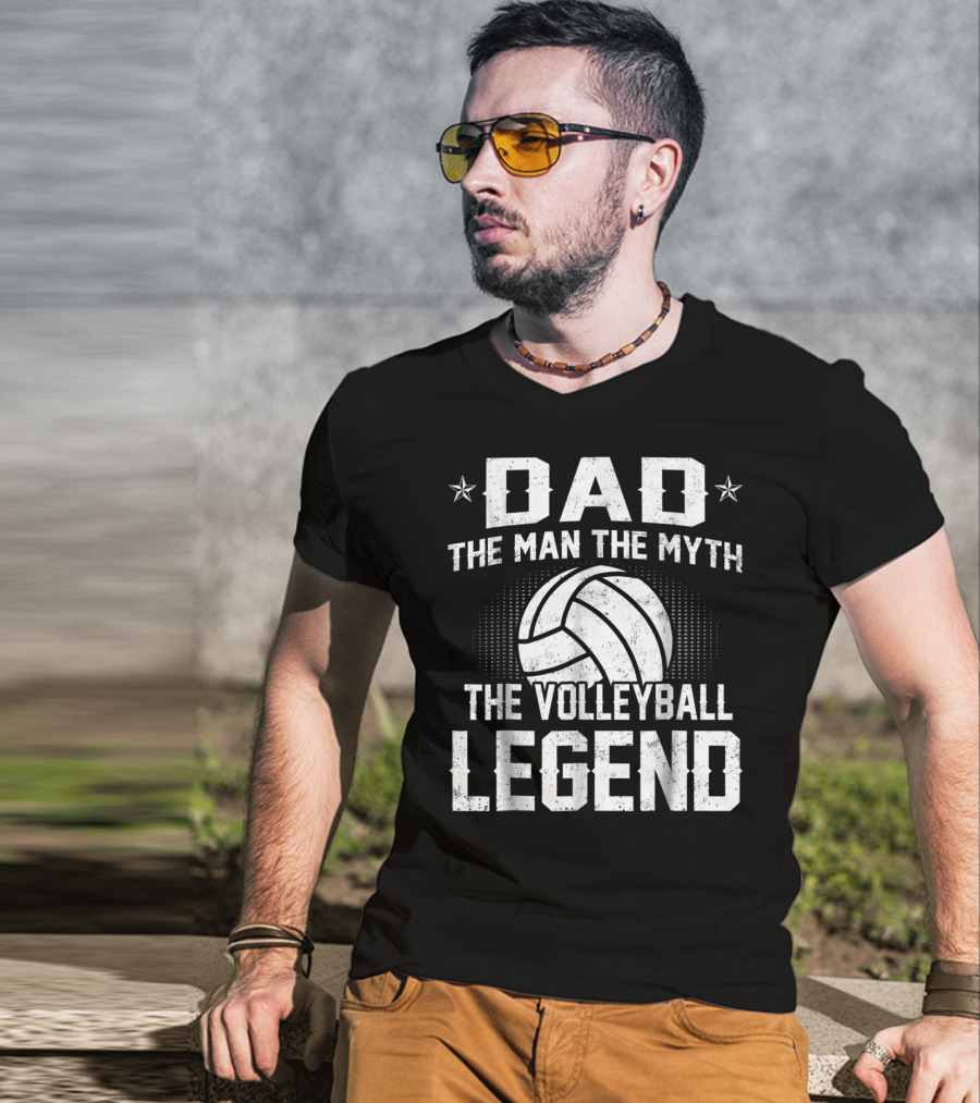 Dad The Man The Myth The Volleyball Legend Star Emblem T-Shirt