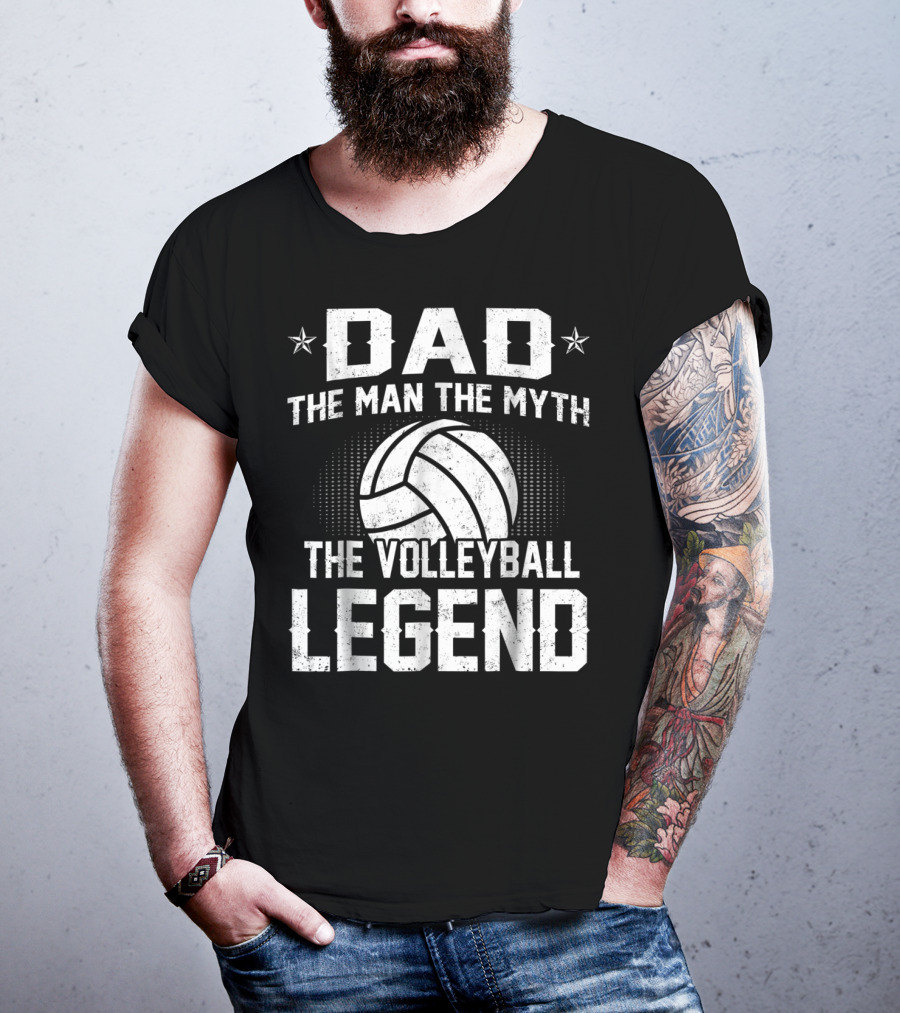 Dad The Man The Myth The Volleyball Legend Star Emblem T-Shirt