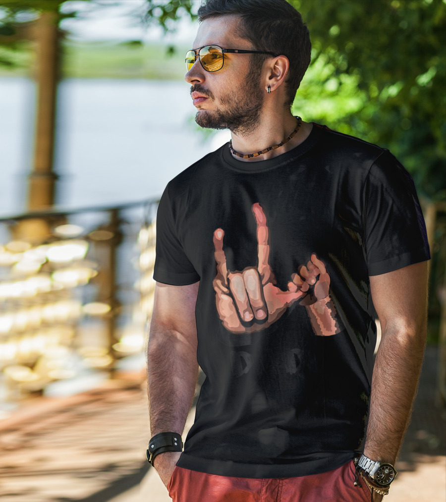 ASL Dad Deaf Hand Sign Language Gesture T-Shirt