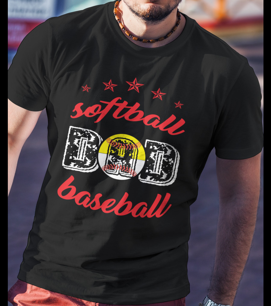 Softball Baseball Dad Stars T-Shirt