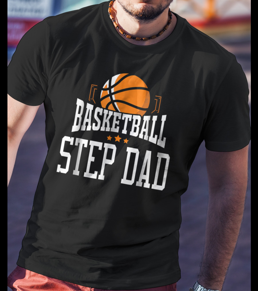 Basketball Step Dad Hoop Sport Basketball Graphic With Stars T-Shirt