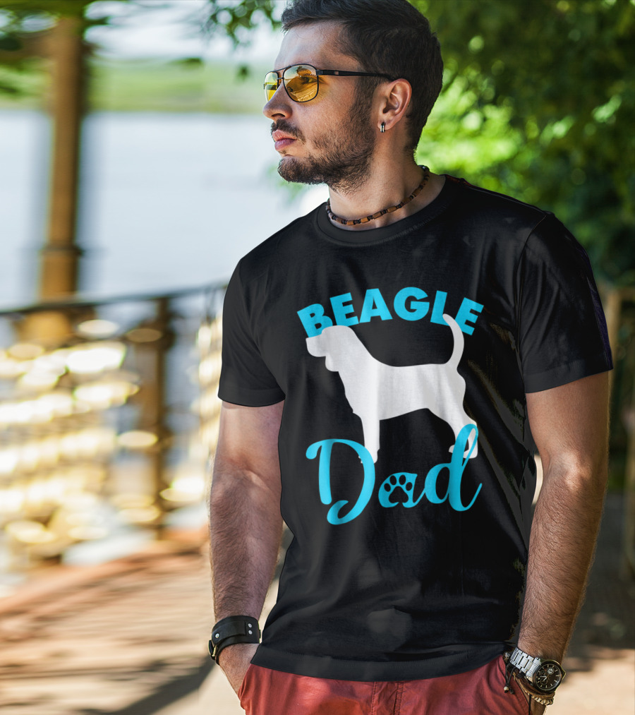 BEAGLE DAD Dog Silhouette Paw Prints T-Shirt