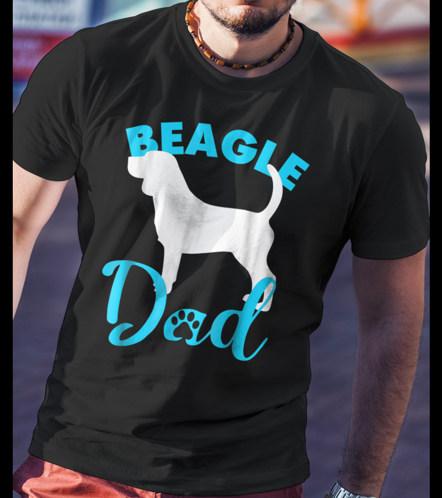 BEAGLE DAD Dog Silhouette Paw Prints T-Shirt