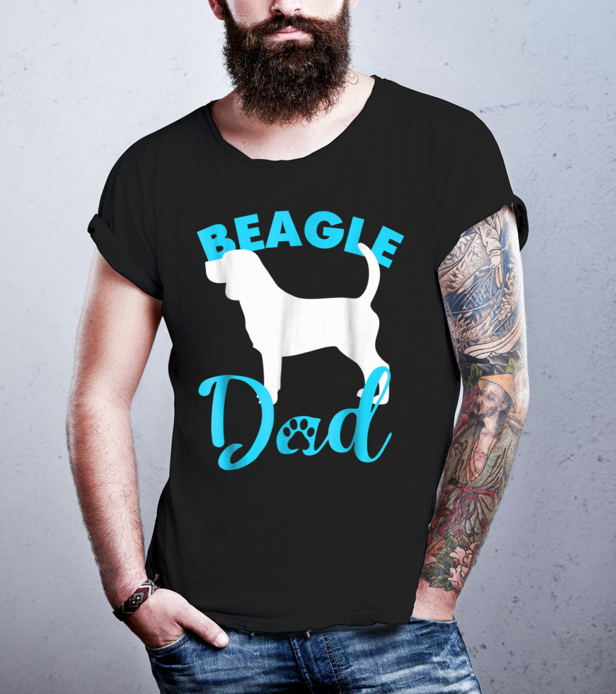 BEAGLE DAD Dog Silhouette Paw Prints T-Shirt