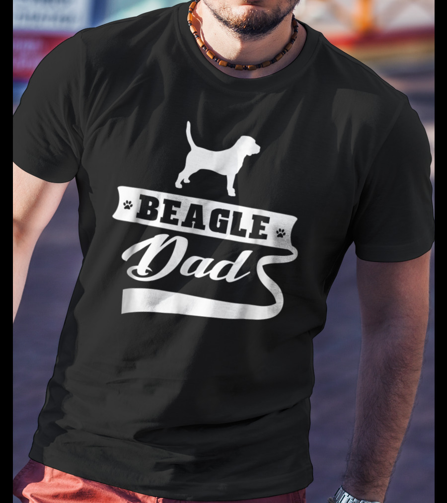 Beagle Dad Dog Mens Animal Dogs Paw Prints T-Shirt