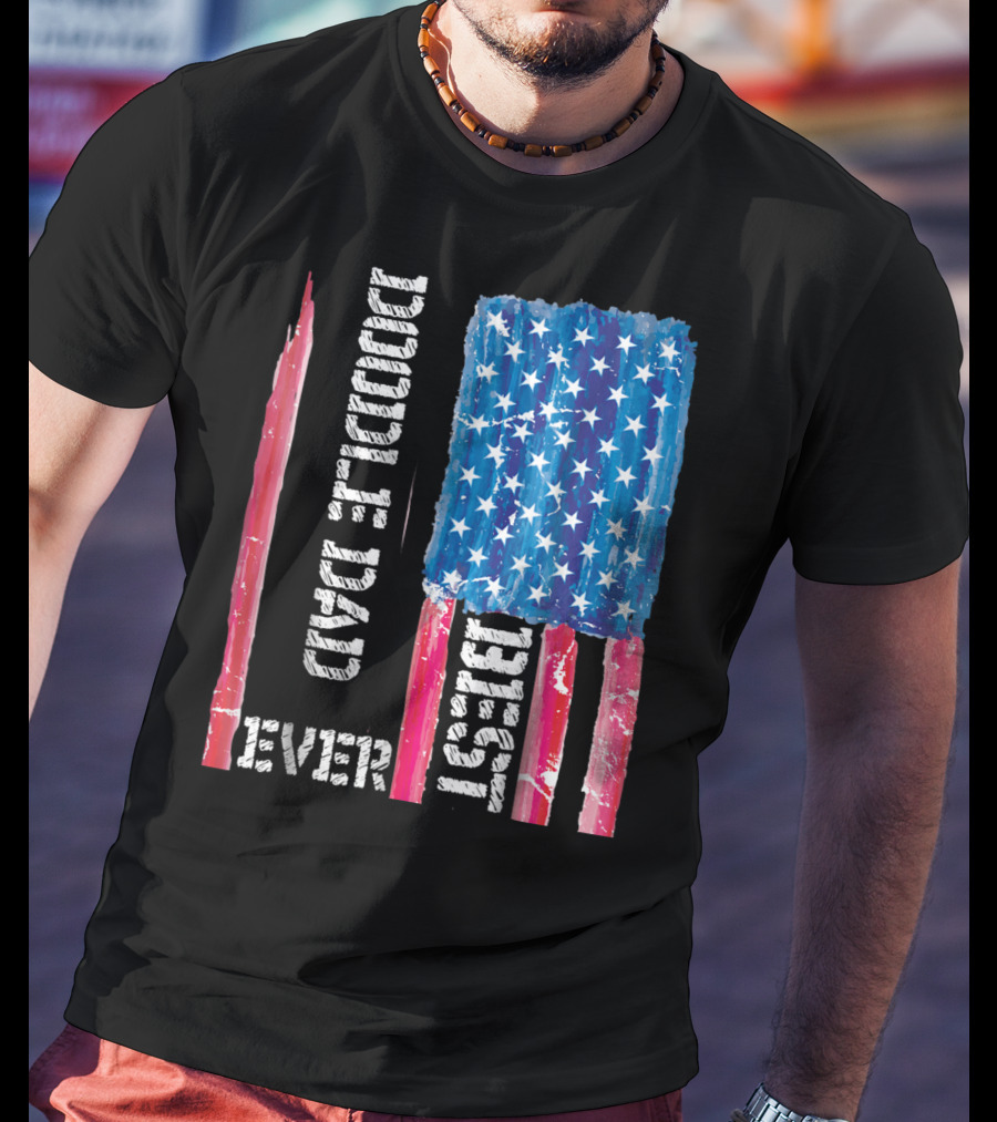 Best Doodle Dad Ever American Flag Distressed Patriotic T-Shirt