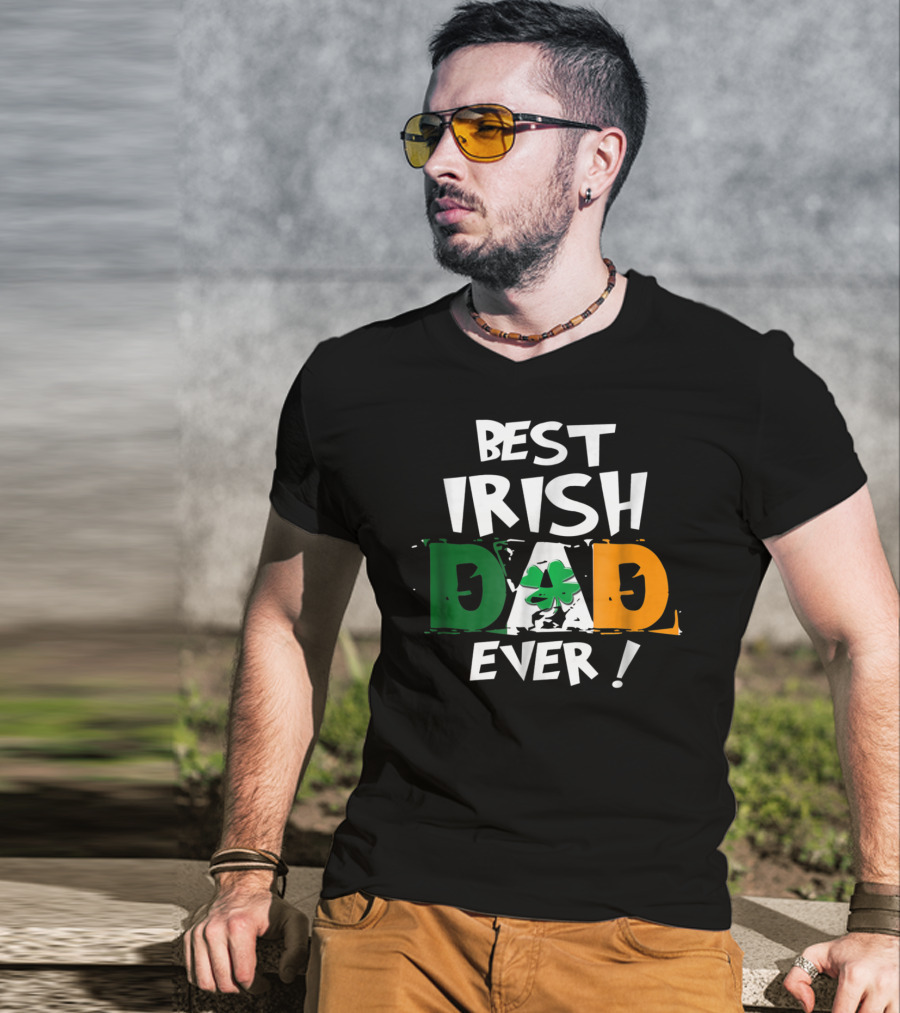Best Irish Dad Ever Shamrock Flag Colors T-Shirt