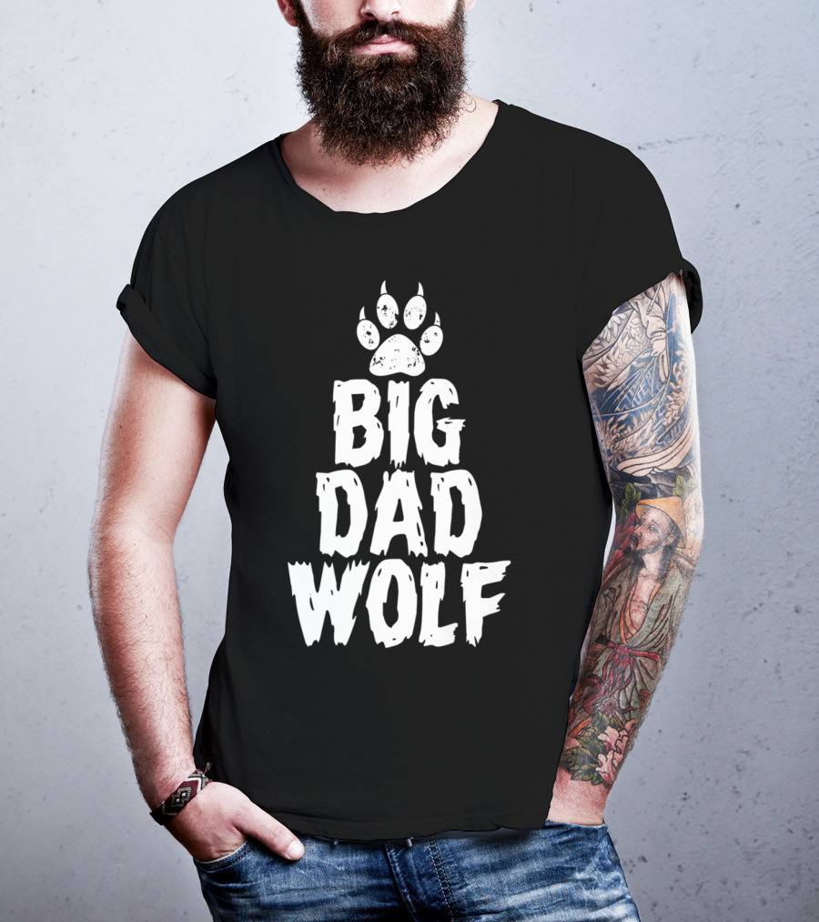 Big Dad Wolf Paw Distressed White Novelty T-Shirt