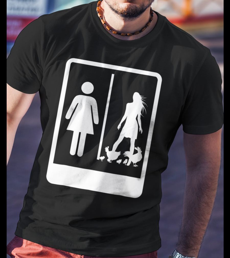 Chicken Dad Funny Rooster My Wife Farmers43 Silhouette Duo With Chickens T-Shirt