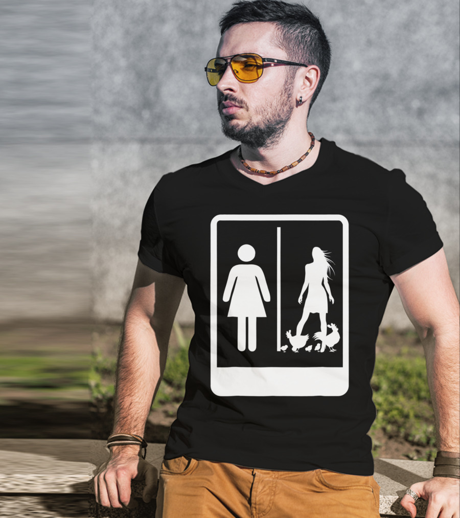 Chicken Dad Funny Rooster My Wife Farmers43 Silhouette Duo With Chickens T-Shirt