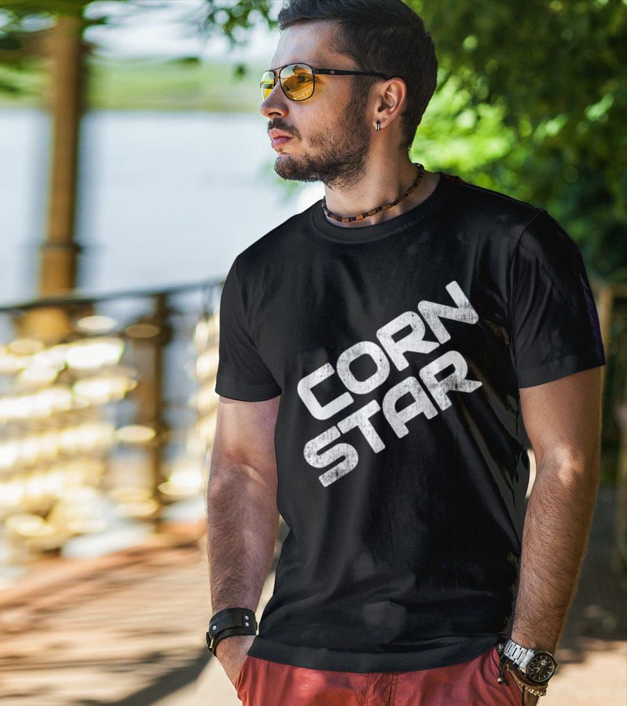 Corn Star Funny Dad Fathers Cornhole Bar Beer Toss Game T-Shirt