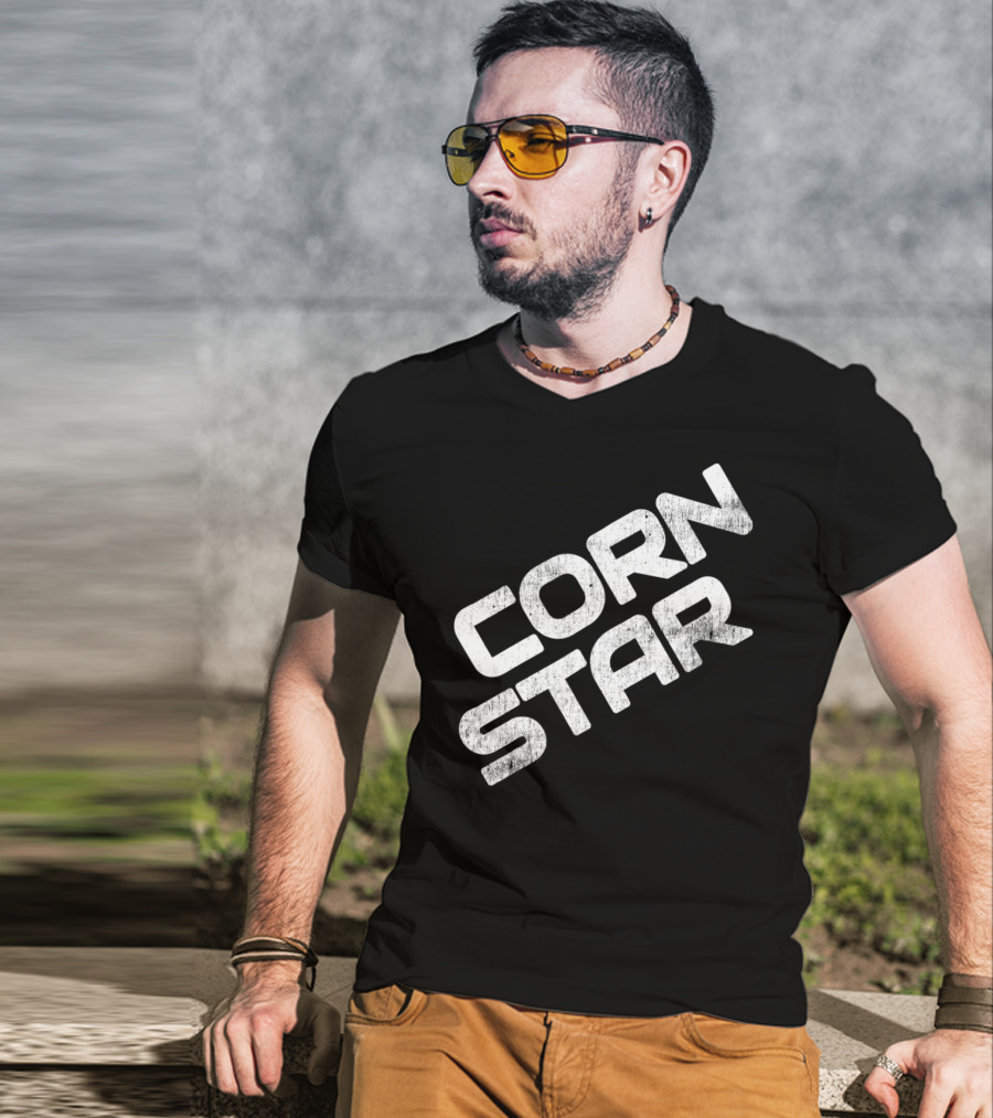 Corn Star Funny Dad Fathers Cornhole Bar Beer Toss Game T-Shirt