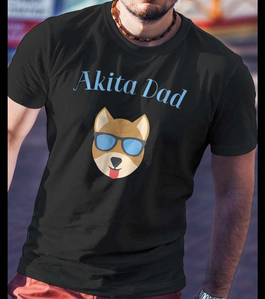 Akita Dad Sunglasses Dog Bark For Puppy Love And Fur Babies56 T-Shirt