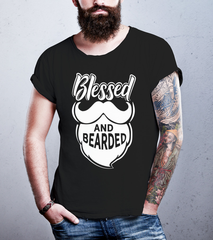 Blessed And Bearded Funny Dad Beard Men T-Shirt
