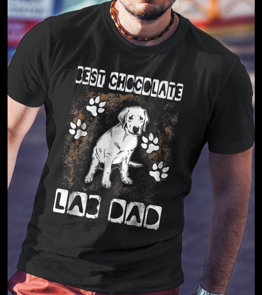 Best Chocolate Lab Dad Paw Print Labrador T-Shirt