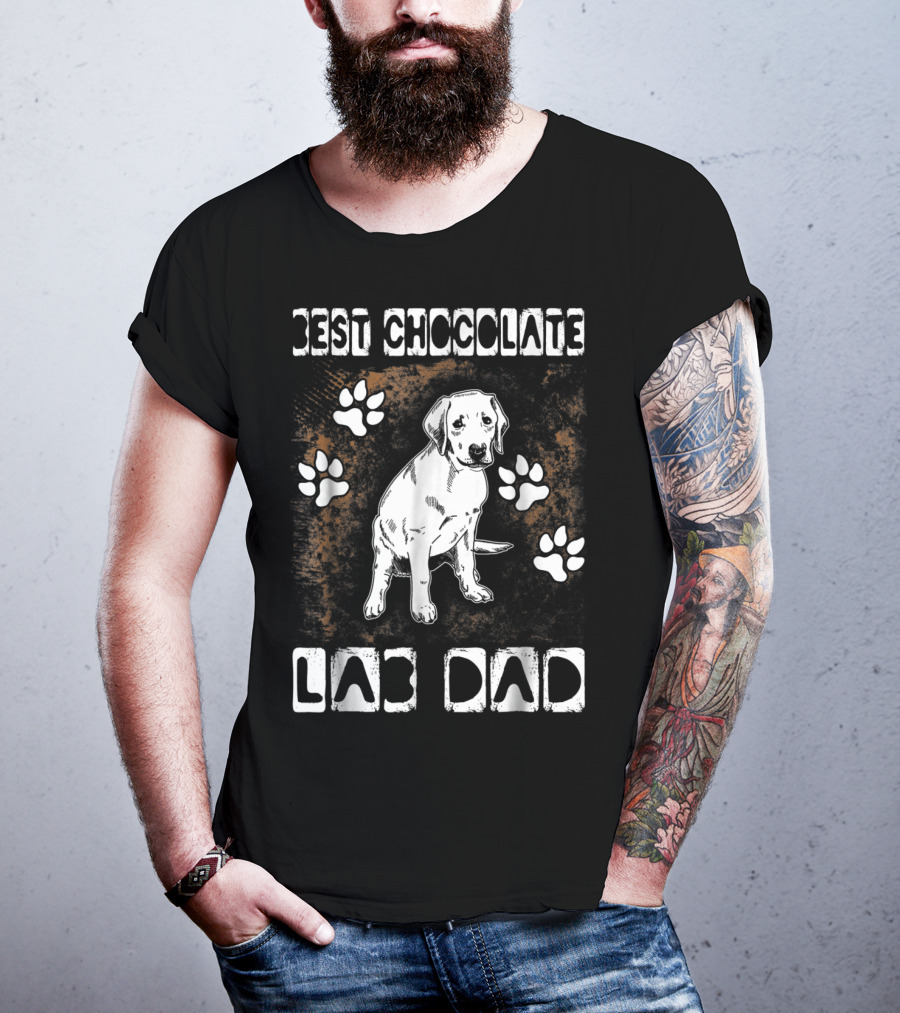 Best Chocolate Lab Dad Paw Print Labrador T-Shirt