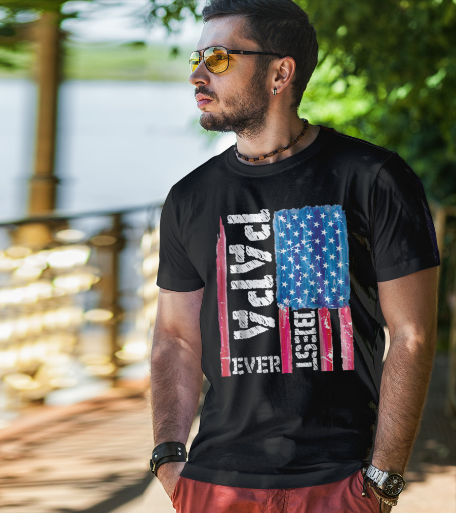 Best Papa Ever Distressed American Flag T-Shirt