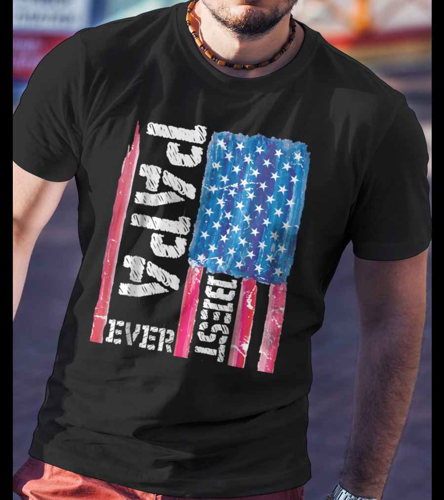 Best Papa Ever Distressed American Flag T-Shirt