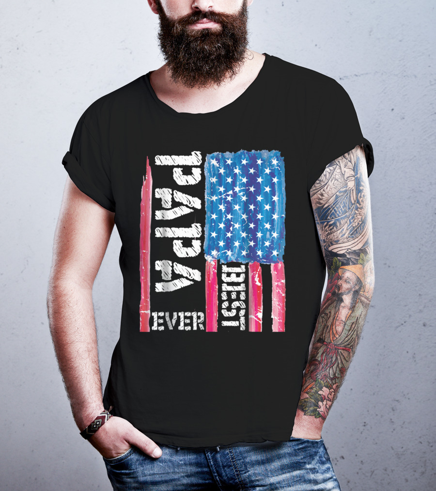 Best Papa Ever Distressed American Flag T-Shirt