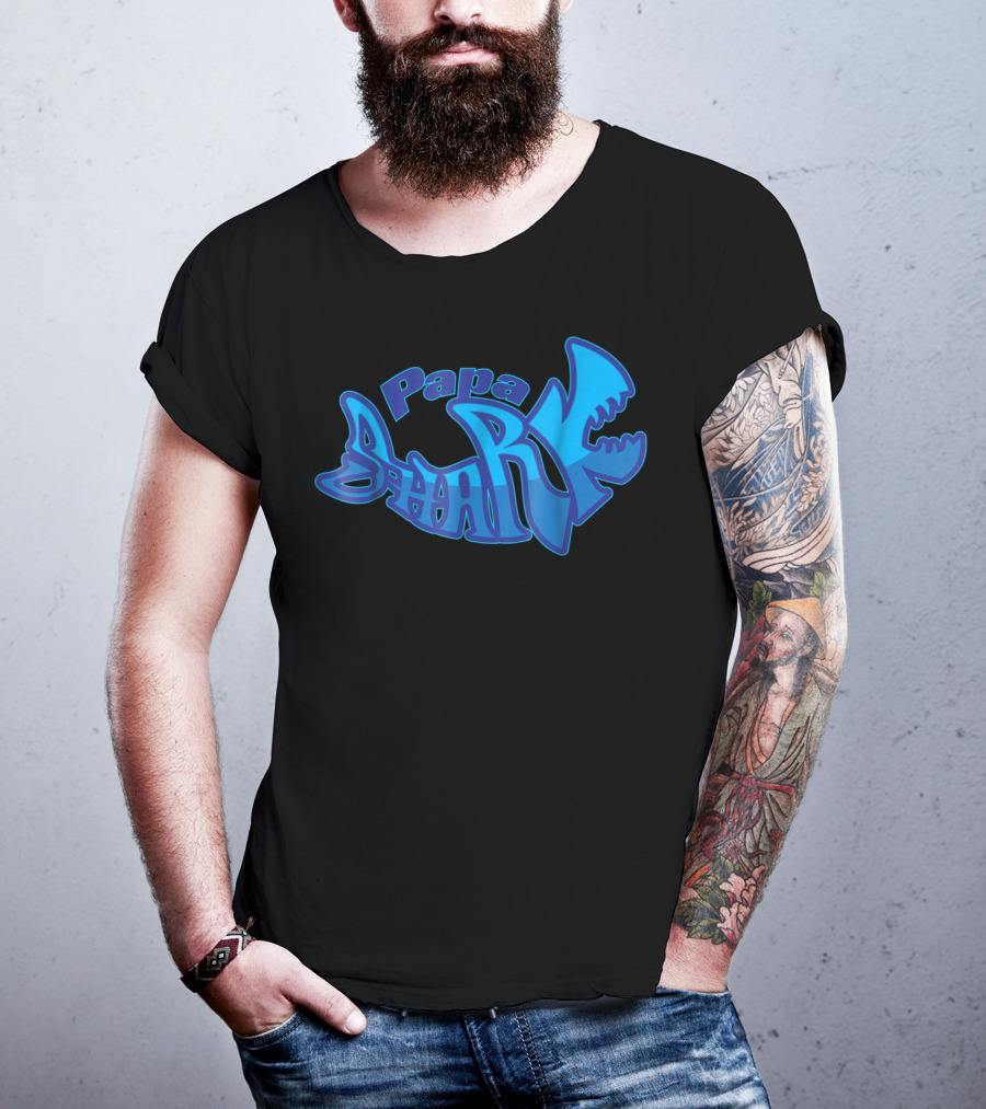 Papa Shark Cute Stylist Dad Fathers Husband91 T-Shirt