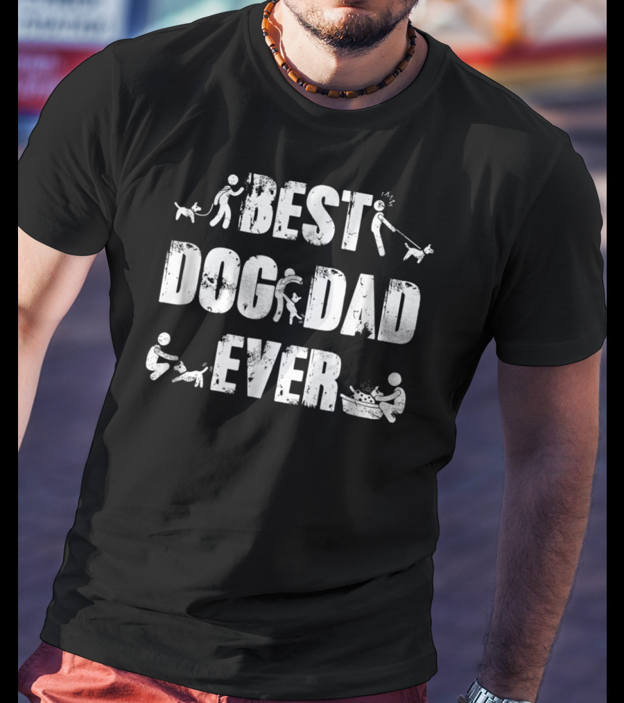 Best Dog Dad Ever Funny For Dog Lovers Playful Activities Icons T-Shirt