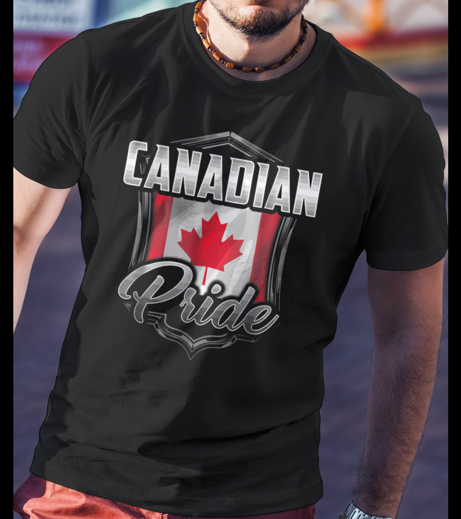 Canadian Pride Dad Family Heritage Roots90 Maple Leaf Shield T-Shirt