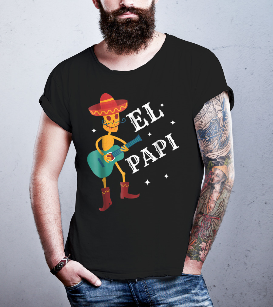 El Papi Cinco De Mayo Skeleton With Sombrero And Guitar Birthday 62 T-Shirt
