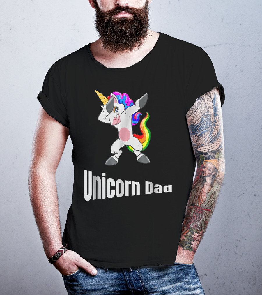 Dabbing Unicorn Dad Rainbow Birthday T-Shirt