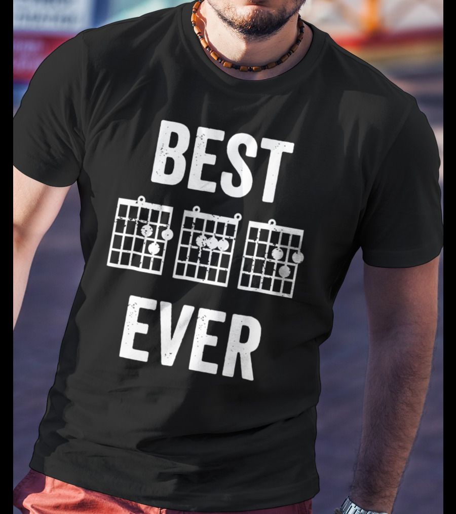 Best Dad Ever Music Chords Bold Condensed73 Guitar Diagrams T-Shirt