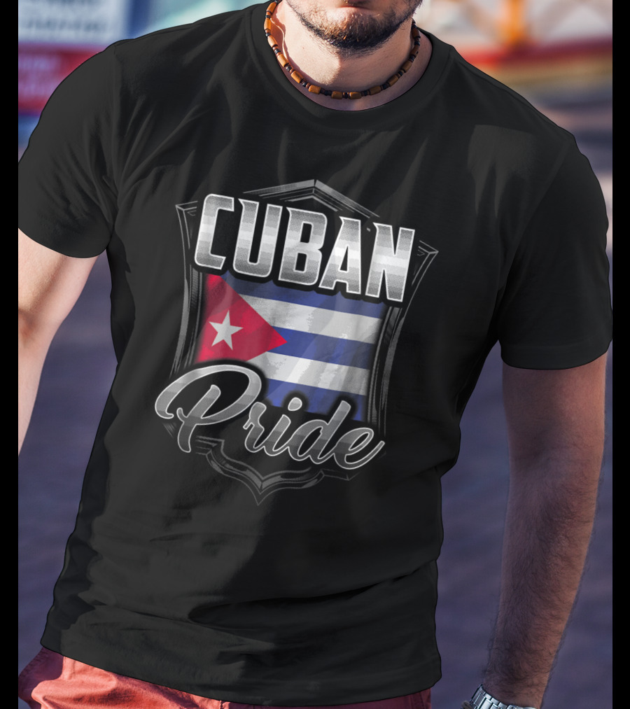Cuban Pride Cuba Flag Shield Heritage Roots Dad Family 43 T-Shirt