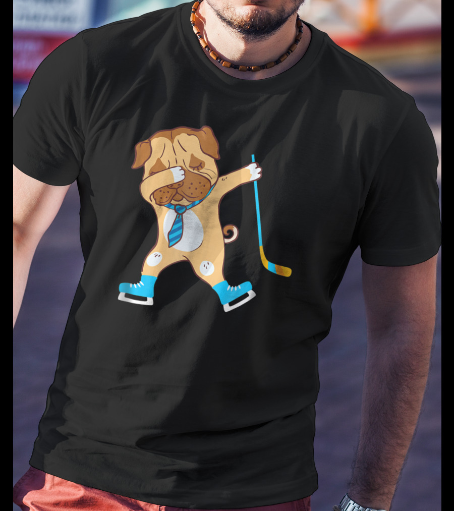 Dabbing Ice Hockey Dog Best Dad Ever Boys T-Shirt