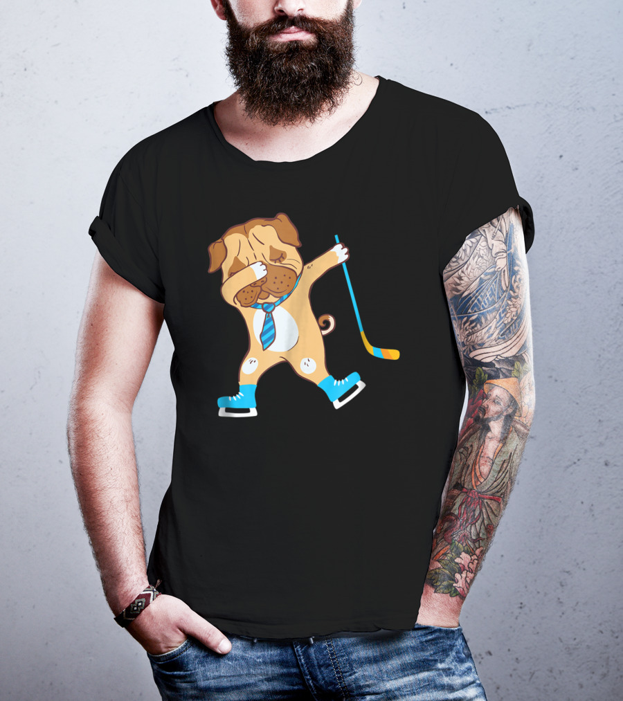 Dabbing Ice Hockey Dog Best Dad Ever Boys T-Shirt