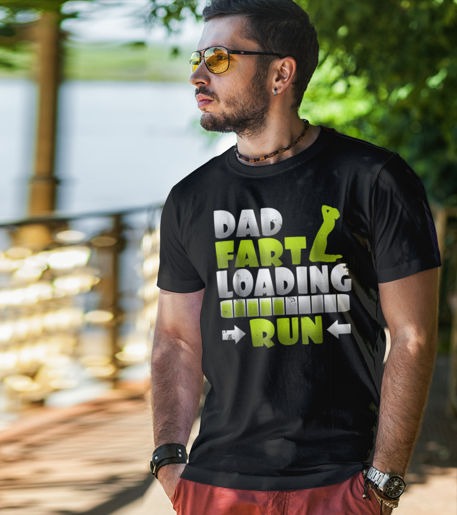 Dad Fart Loading Run Progress Bar Silhouette Arrows T-Shirt
