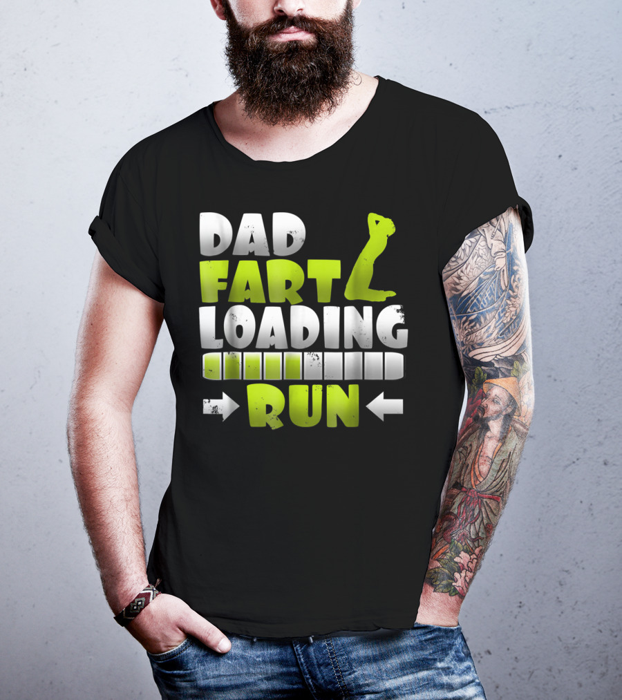 Dad Fart Loading Run Progress Bar Silhouette Arrows T-Shirt