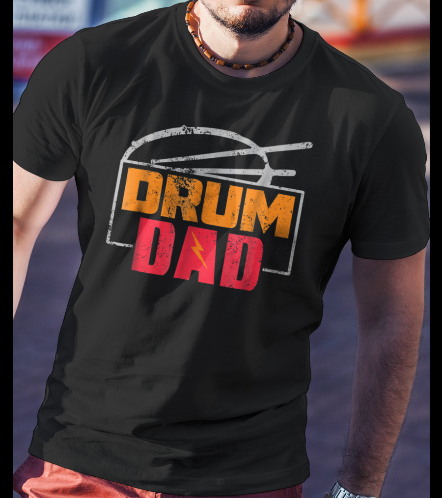 Distressed Drum Drum Dad Drumming Sticks Electric Bolt T-Shirt