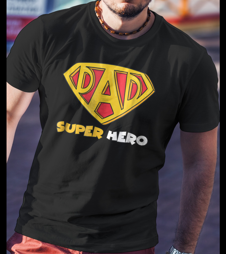 DAD Superhero Iconic Symbol Bold Text Superman T-Shirt