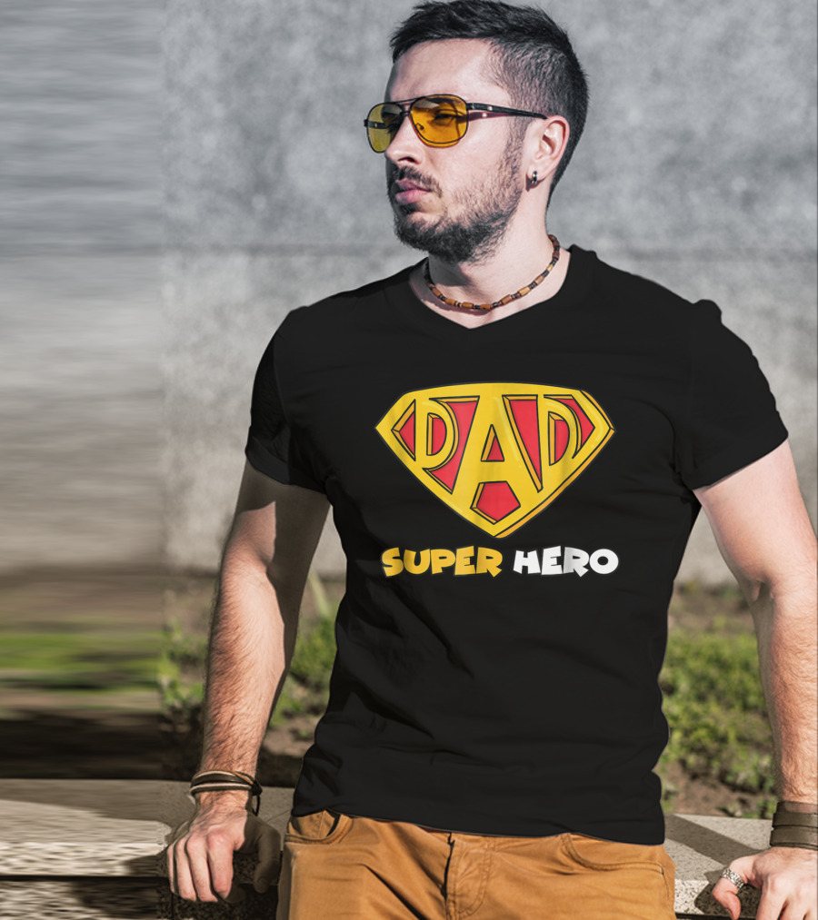 DAD Superhero Iconic Symbol Bold Text Superman T-Shirt