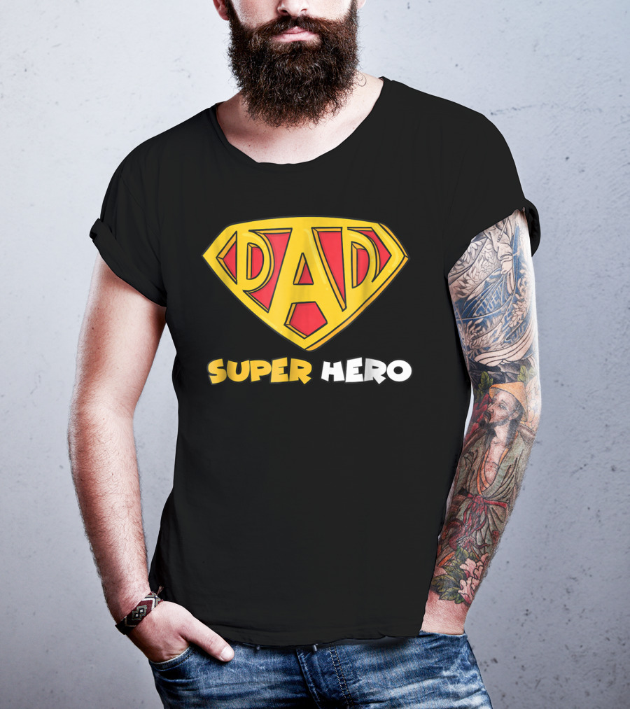 DAD Superhero Iconic Symbol Bold Text Superman T-Shirt