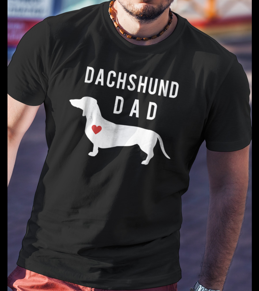 Dachshund Dad Doxie Lover With Dachshund And Heart T-Shirt
