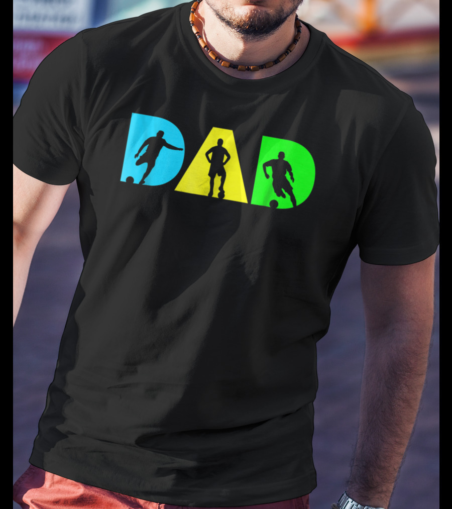 Dad Silhouettes Soccer Graphic For New Father Funny Dad Soccer T-Shirt