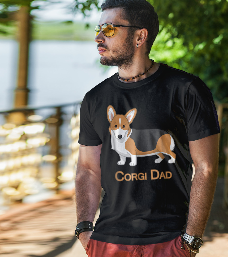 Corgi Dad Cute Red Tricolor Welsh Corgi Lovers T-Shirt