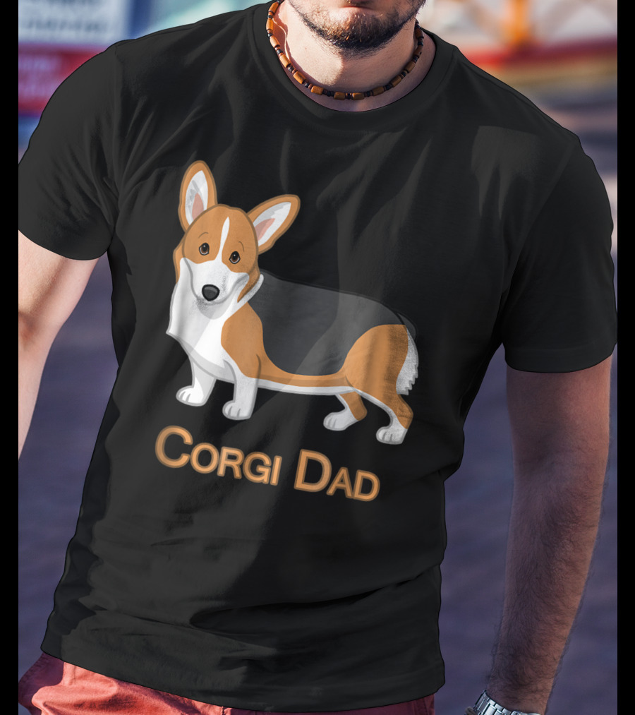 Corgi Dad Cute Red Tricolor Welsh Corgi Lovers T-Shirt