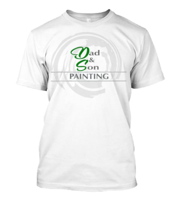 Dad And Son Painting Logo Design With Circular Brushstroke Background T-Shirt