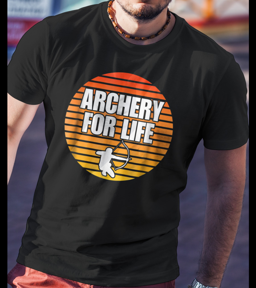 Archery For Life Sunset Silhouette Bow And Arrow T-Shirt